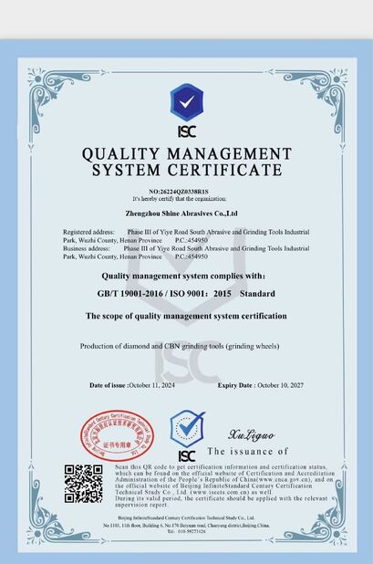 LA CHINE ZHENGZHOU SHINE ABRASIVES CO.,LTD certifications